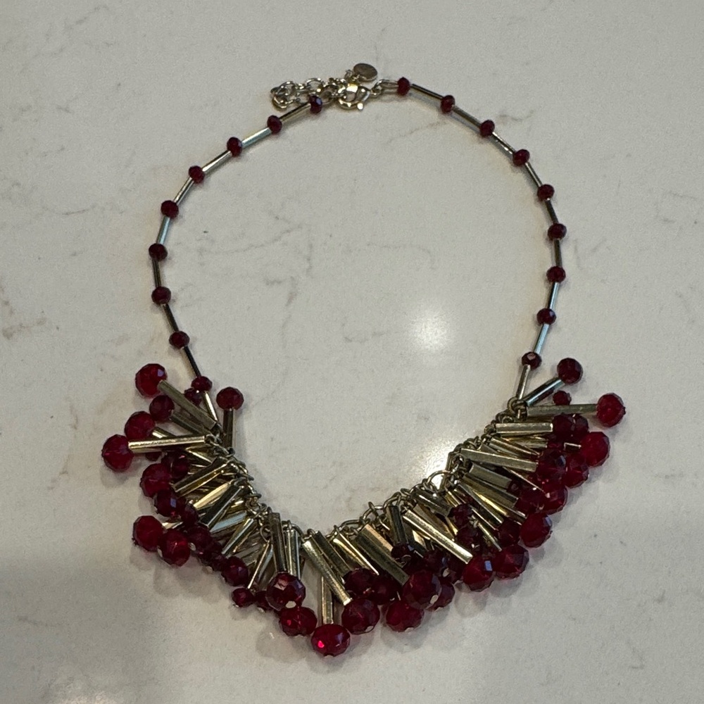 Elegant 20” Red Beaded Necklace